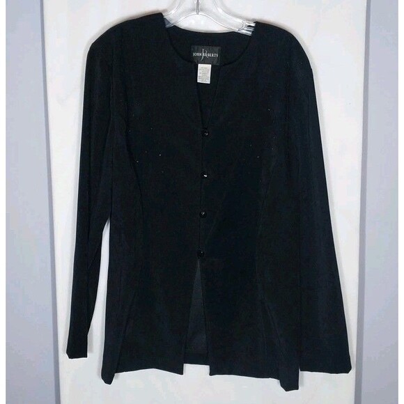 John Roberts 2 PC Suit 16 Black Faux Suede Knee-length Skirt Embellished Blazer - Picture 9 of 15